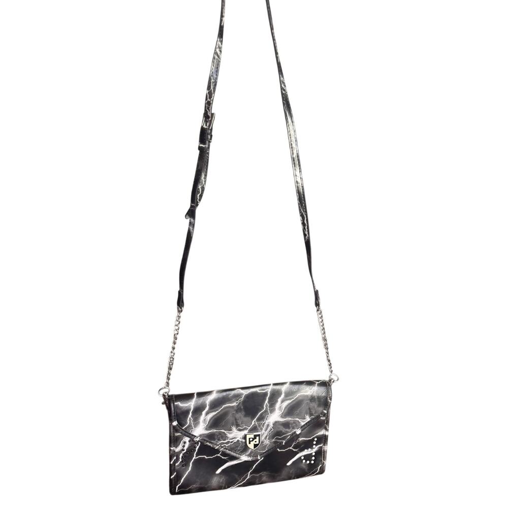 Prasacco Black And White Lightening Bolt Print Clutch Shoulder Bag Purse - Picture 6 of 8
